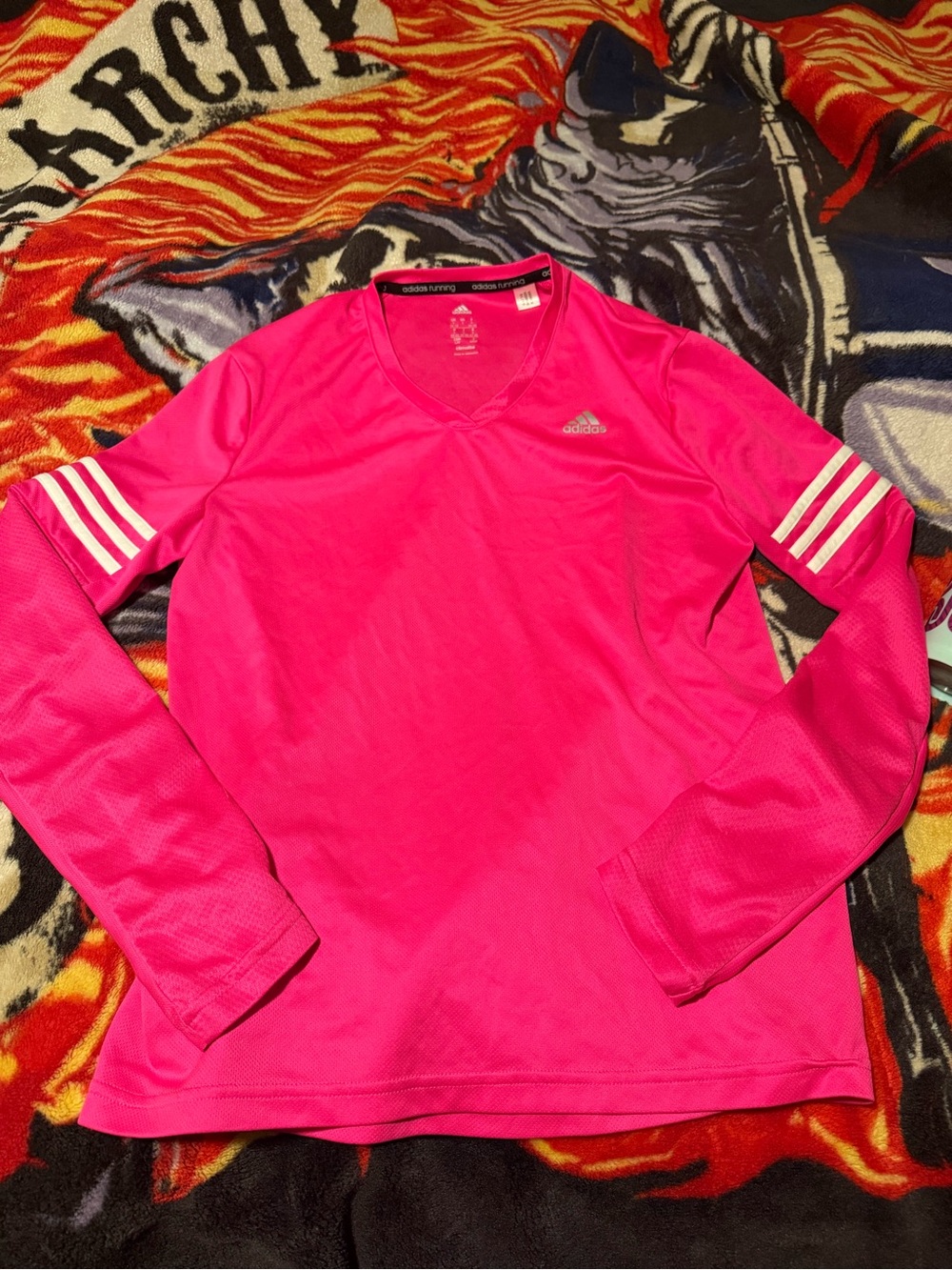 adidas Bright Pink Long-Sleeve Performance Tee
